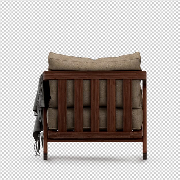 Sillón isométrico 3d render aislado