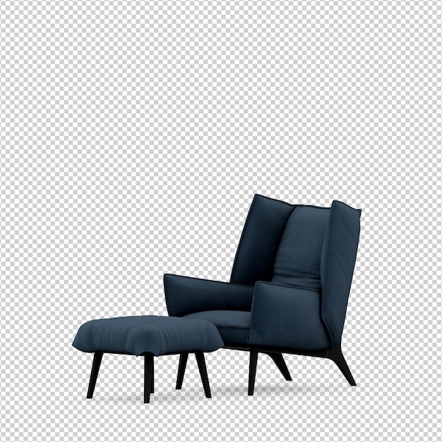 Sillón isométrico 3d render aislado