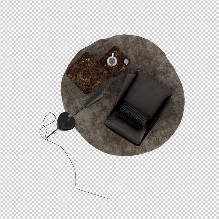 PSD sillón isométrico 3d render con mesa y lámpara de pie aislado