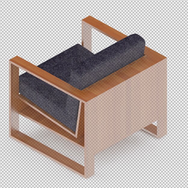 Sillón isométrico renderizado 3D