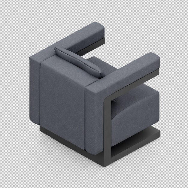 Sillón isométrico renderizado 3D