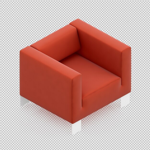 Sillón isométrico renderizado 3D