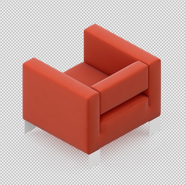 PSD sillón isométrico renderizado 3d