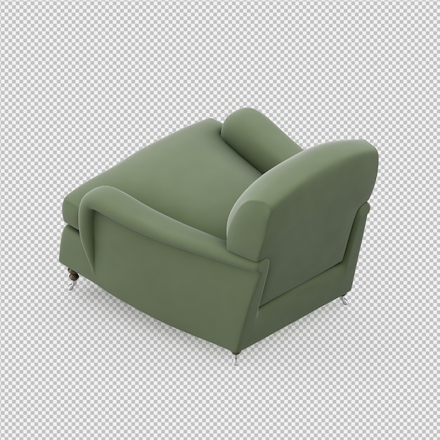 Sillón isométrico renderizado 3D