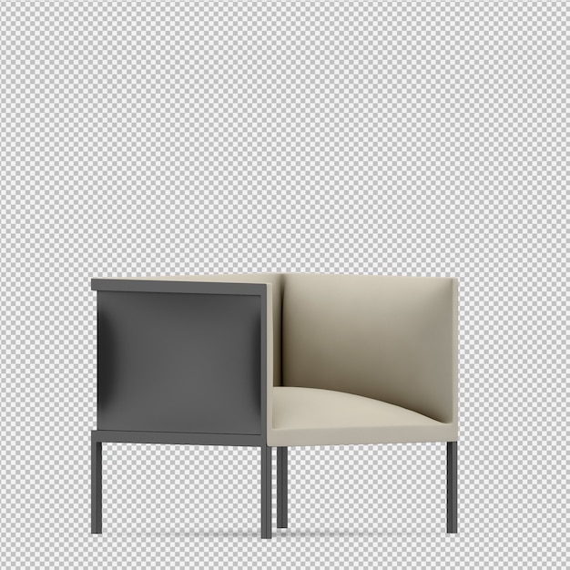 Sillón isométrico renderizado 3D