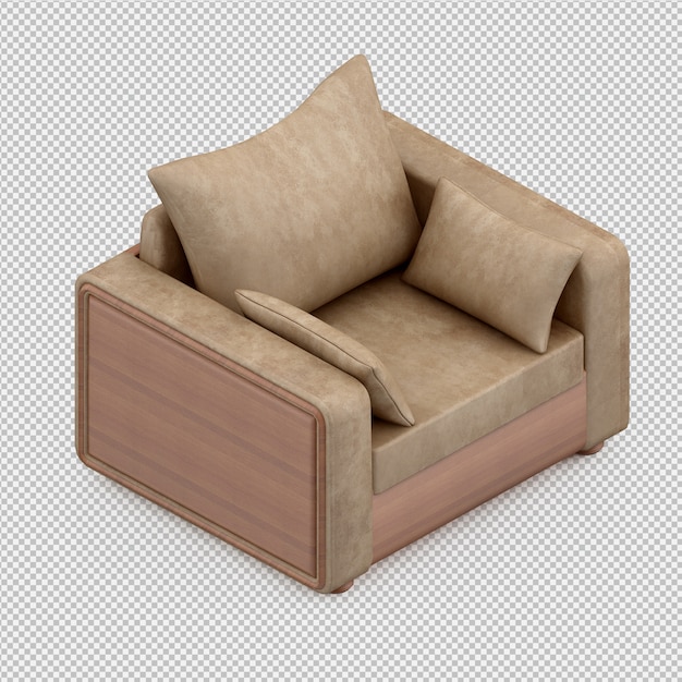 Sillón isométrico renderizado 3d