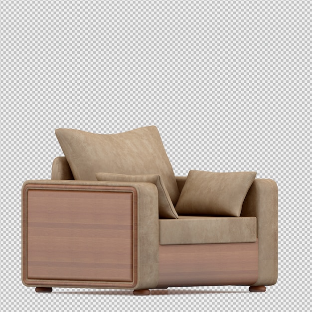 Sillón isométrico renderizado 3D