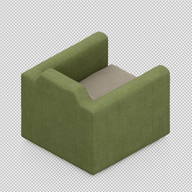 Sillón isométrico renderizado 3D