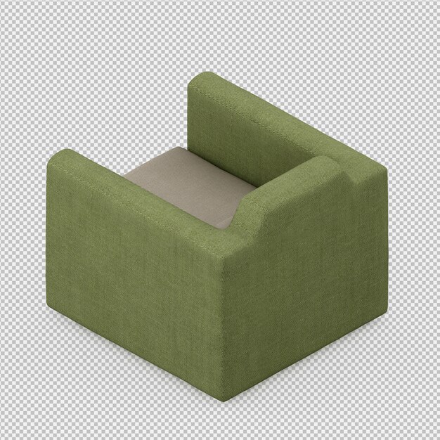 Sillón isométrico renderizado 3D