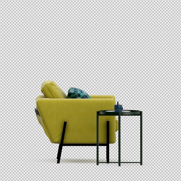 Sillón isométrico renderizado 3D