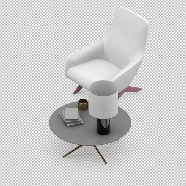 Sillón isométrico renderizado 3D