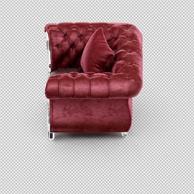 Sillón isométrico renderizado 3D