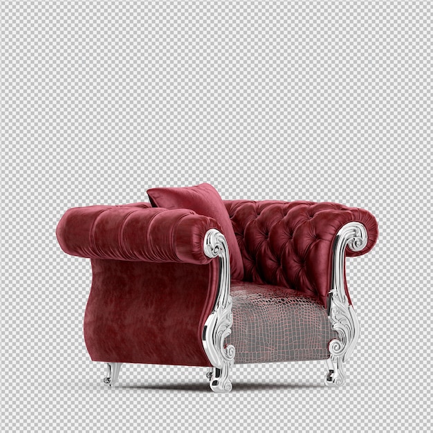 Sillón isométrico renderizado 3D