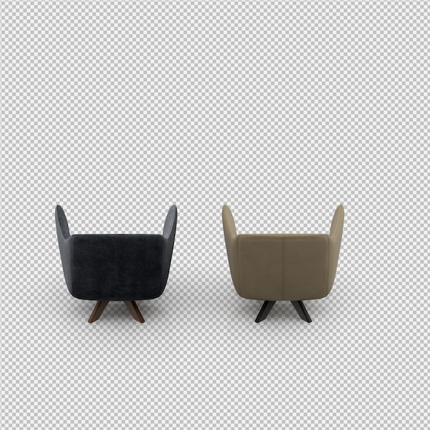Sillón isométrico renderizado 3D
