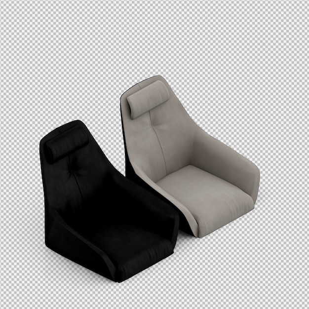 Sillón isométrico renderizado 3D