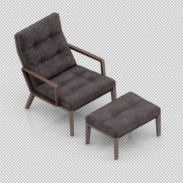 Sillón isométrico renderizado 3D