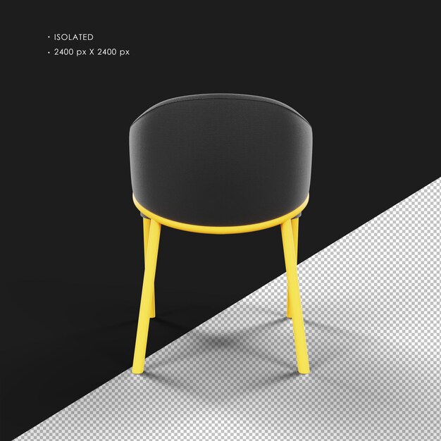 Sillón de madera moderno de color amarillo excéntrico realista aislado trasero