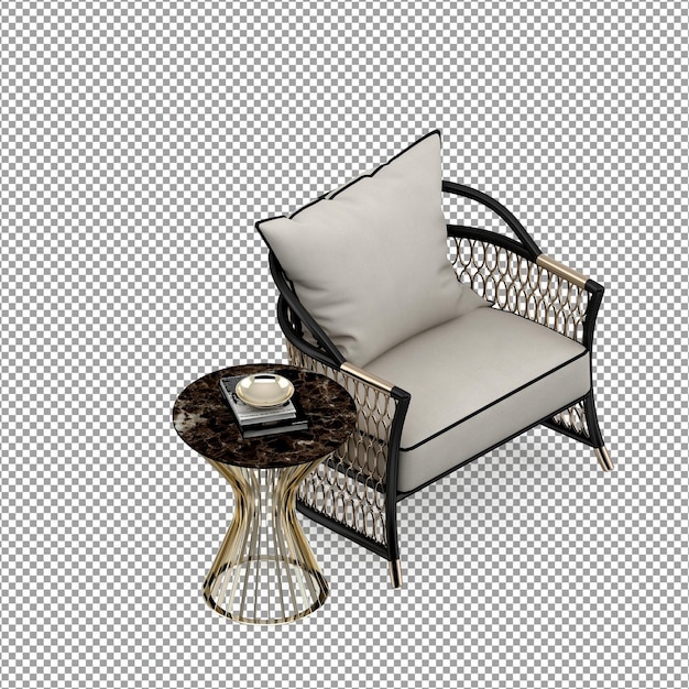 Sillón minimalista en renderizado 3D