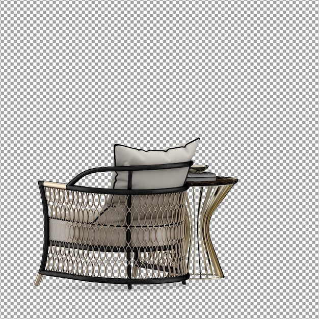 Sillón minimalista en renderizado 3d