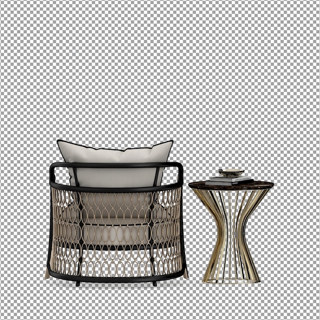Sillón minimalista en renderizado 3D