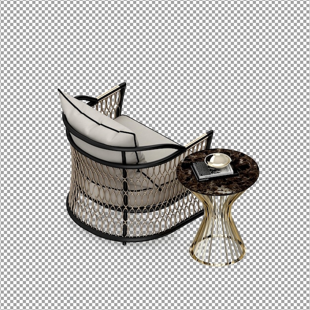 Sillón minimalista en renderizado 3D