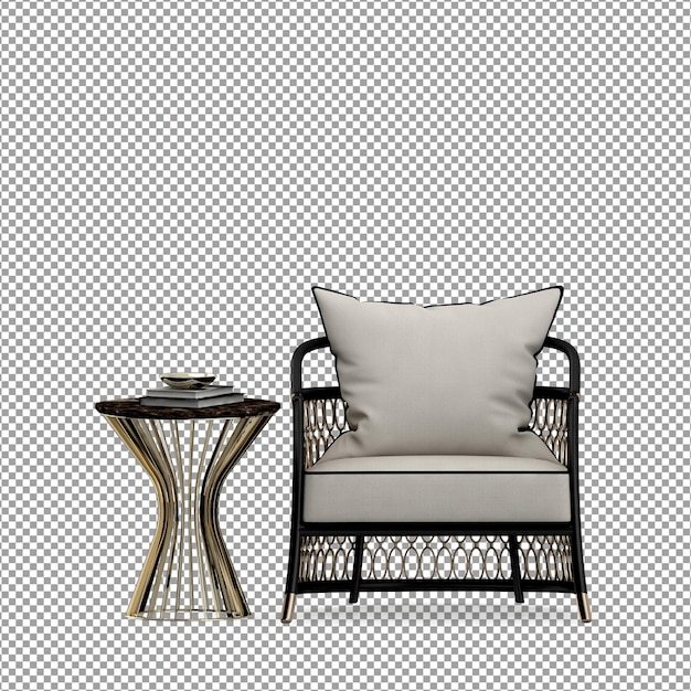 Sillón minimalista en renderizado 3D