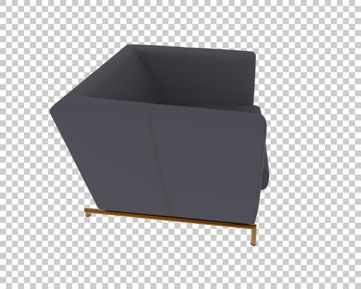 PSD sillón moderno gris con patas de oro