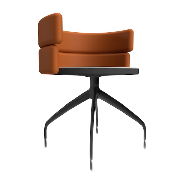 Sillón de oficina verde y naranja para descansar después del trabajo. Objeto visible frontal derecho.