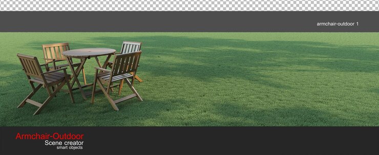 PSD sillones al aire libre en céspedes soleados