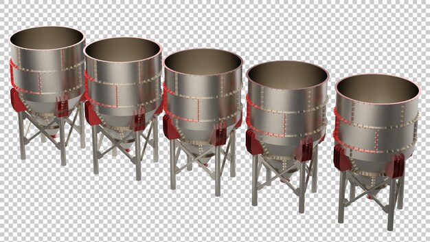 PSD silos industriales aislados sobre fondo transparente ilustración de renderizado 3d