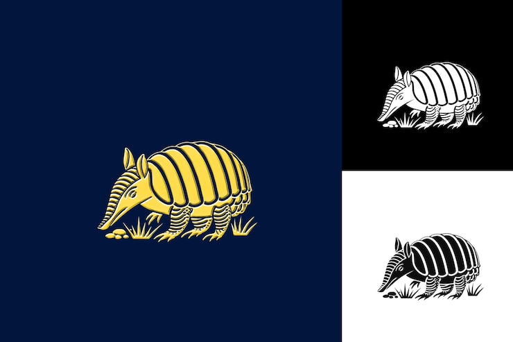 PSD la silueta de la armadilla del icono del armadillo con el diseño de arte vectorial animal de la frontera americana