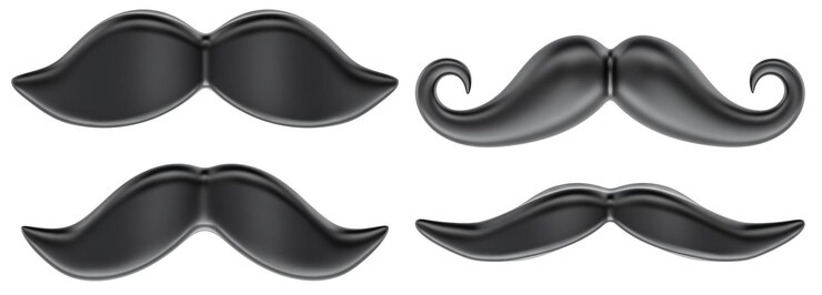 PSD silueta de bigote colección diferente de bigos rendering 3d aislado en un fondo transparente