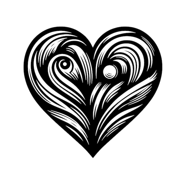 PSD la silueta en blanco y negro de un corazón el símbolo del amor