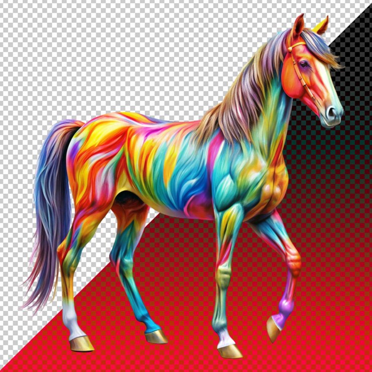 PSD silueta de caballo colorido caballo abstracto digital en fondo transparente
