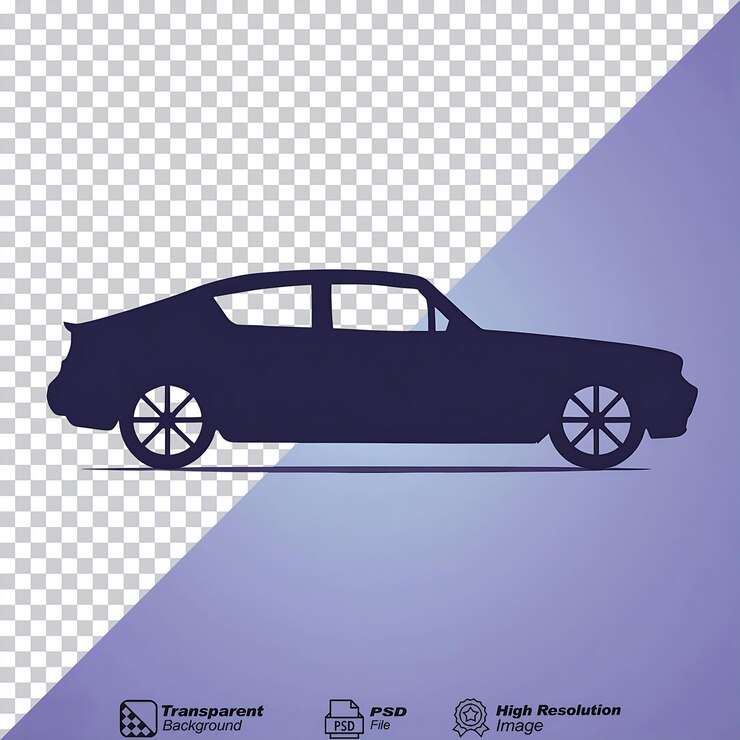 PSD silueta de coche coupé aislada sobre un fondo transparente