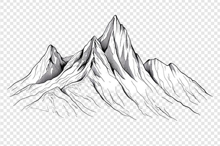 PSD silueta de una cordillera sobre un fondo transparente