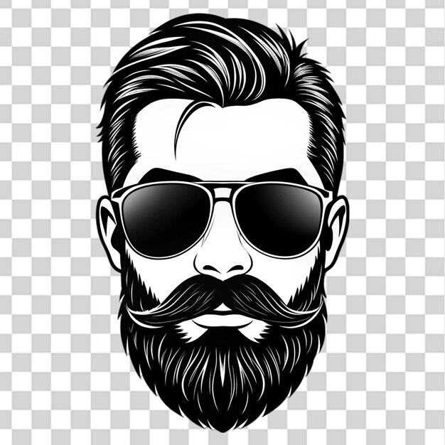 silueta de un hombre con gafas de sol bigote aislado en un fondo transparente