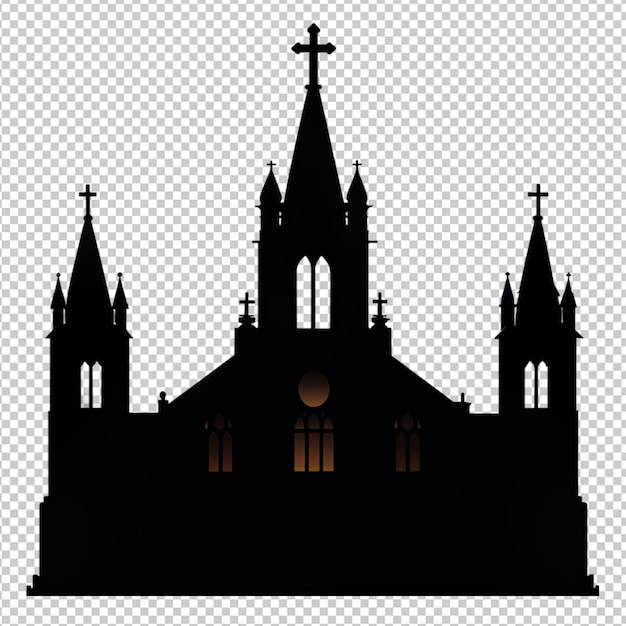 PSD silueta de la iglesia sobre un fondo transparente