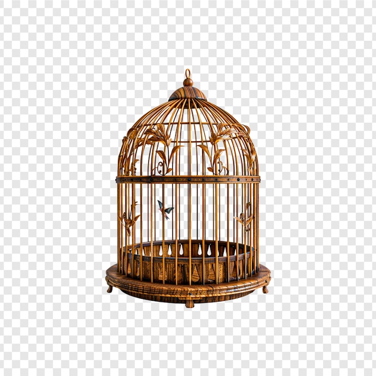 PSD silueta de una jaula de pájaros aislada sobre un fondo transparente