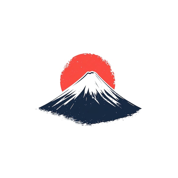 Silueta del monte Fuji al atardecer Ilustración de estilo de arte japonés