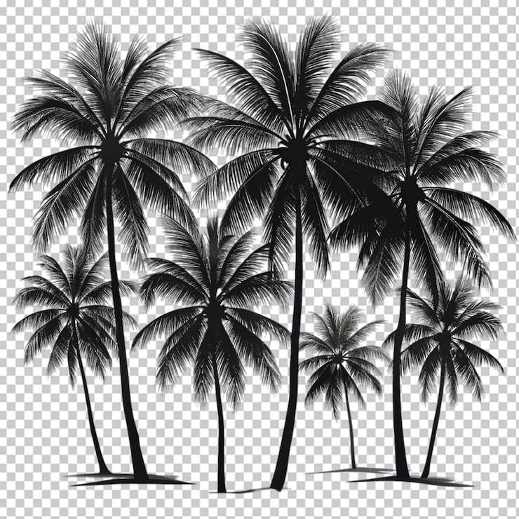 PSD silueta de una palmera con fondo transparente