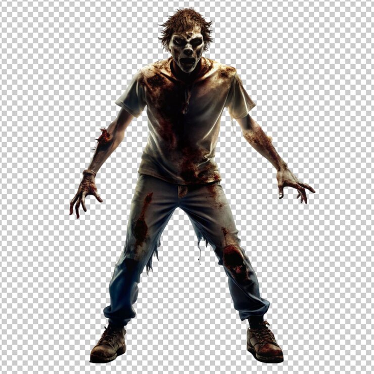 PSD la silueta de un personaje zombie de terror