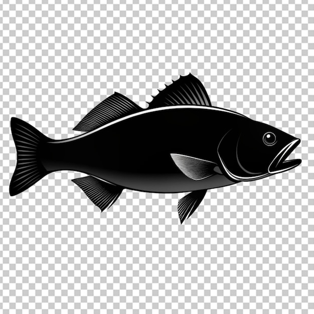 PSD silueta de pescado marino en bg transparente