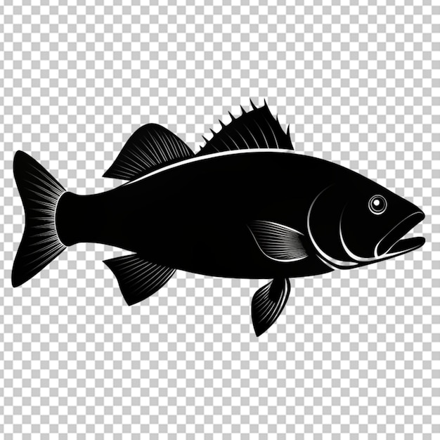 PSD silueta de pescado marino en bg transparente