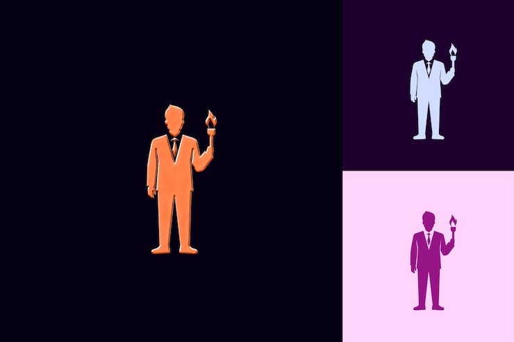 PSD silueta png del candidato en una postura poderosa silueta del icono i diseños abstractos icónicos aislados
