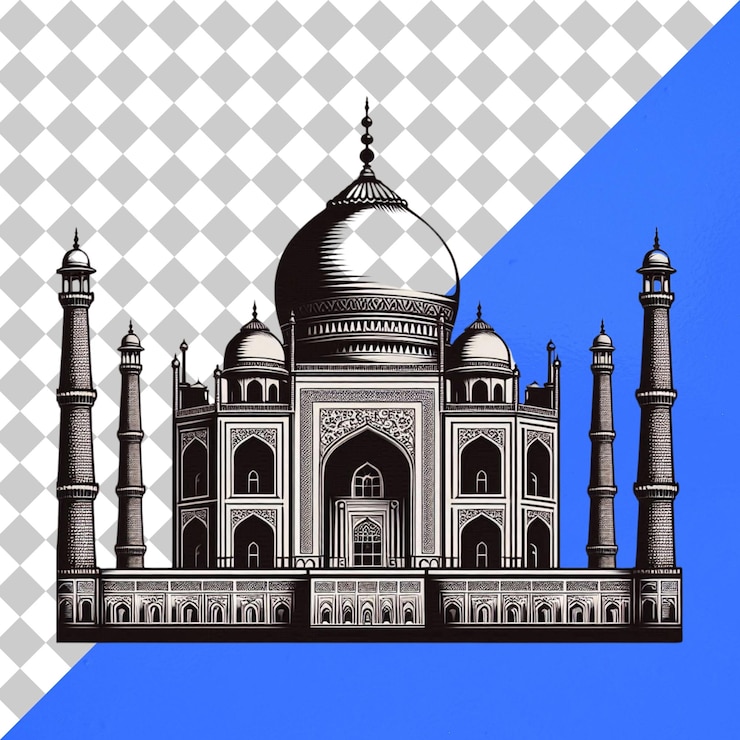 PSD la silueta del taj mahal con fondo transparente