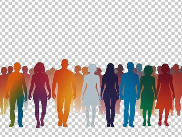 PSD las siluetas coloridas de las personas simbolizan el concepto del día del trabajo de los empleados