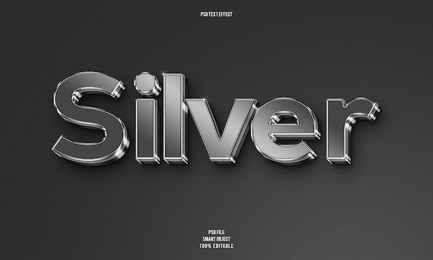 Silver 3d text style effect