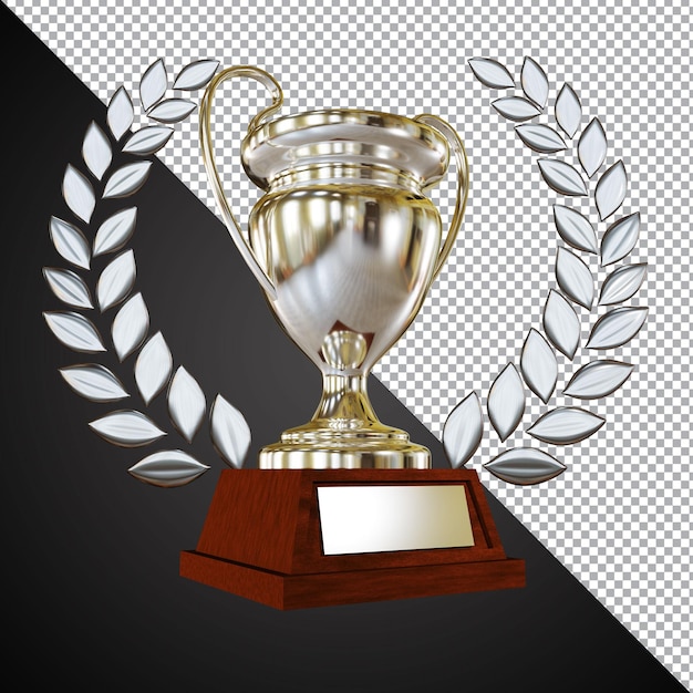 Silver award trophy cup 3d-zusammensetzung isoliert