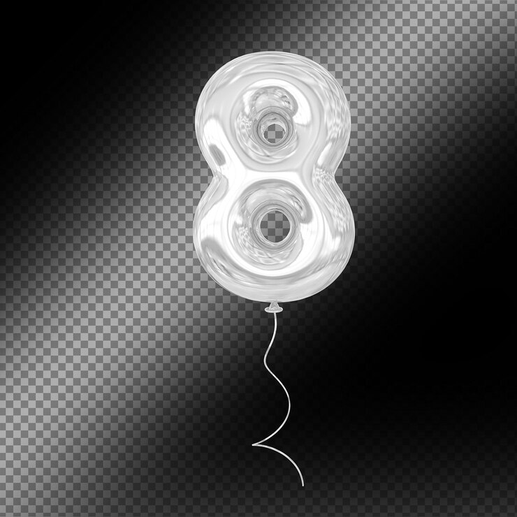 PSD silver balloon number 8